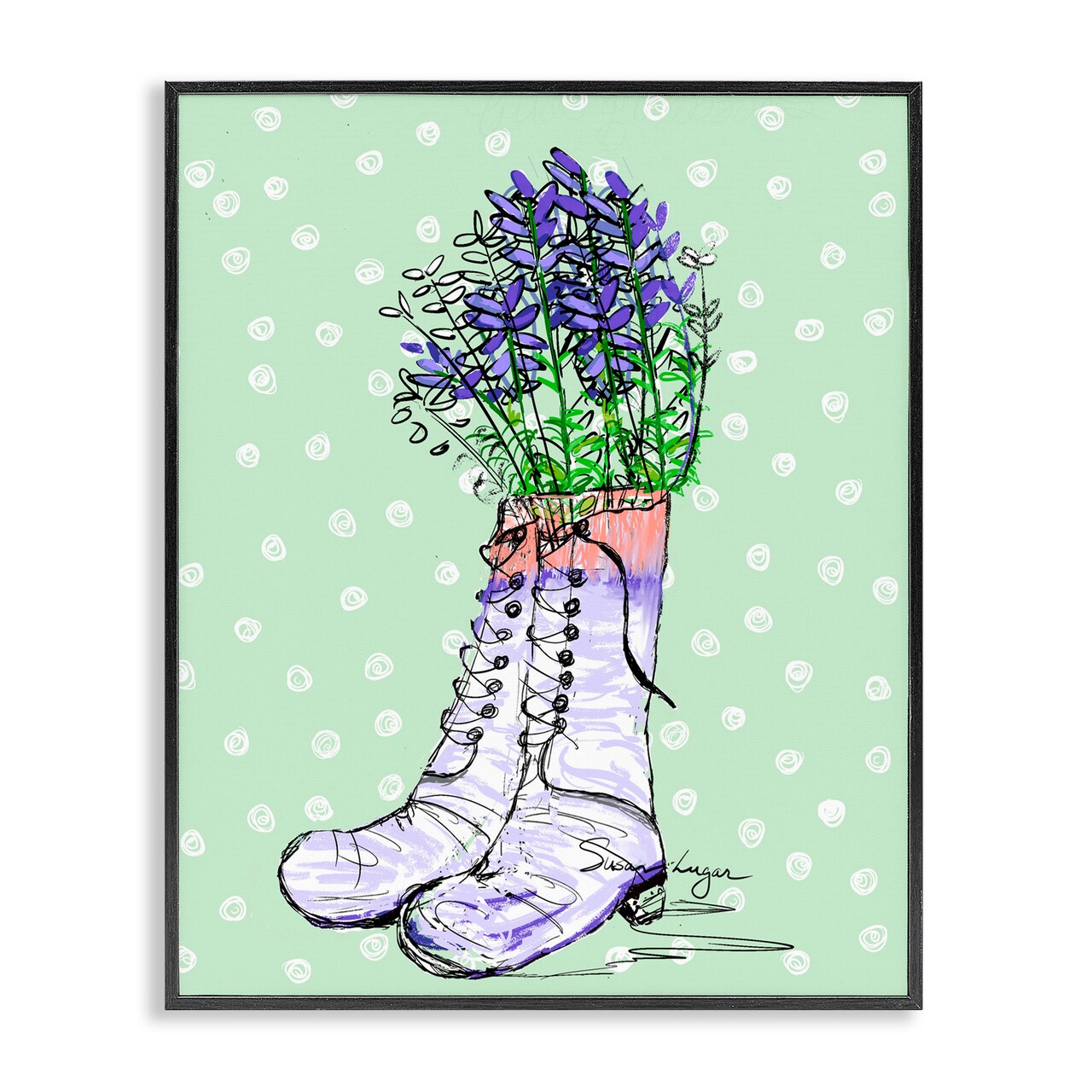 Stupell Industries Lavender Herb Boots Framed Giclee, design by Susan Lugar
